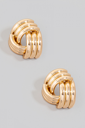 Layered Metallic Knot Stud Earrings