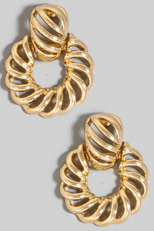 Twisted Metallic Hoop Door Knocker Earrings