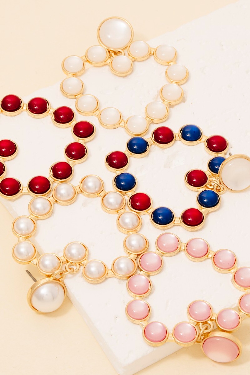 Acrylic Studded Hoop Dangle Earrings