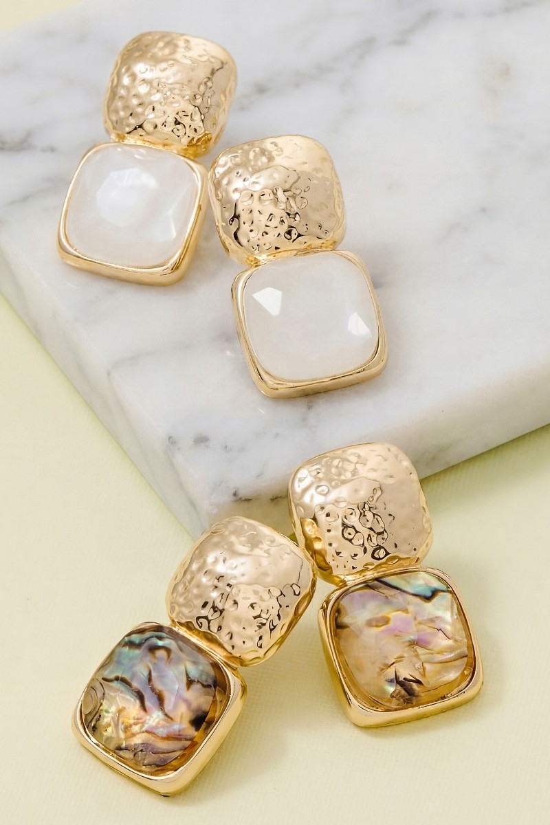 Faceted Stone Drop Earrings