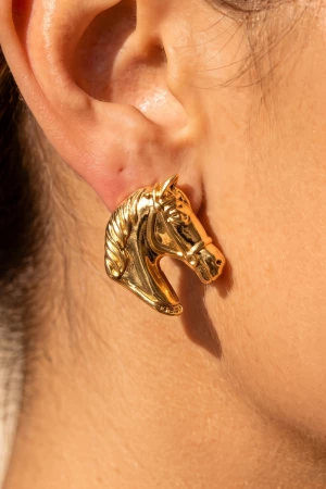 Polished Horse Head Stud Earrings