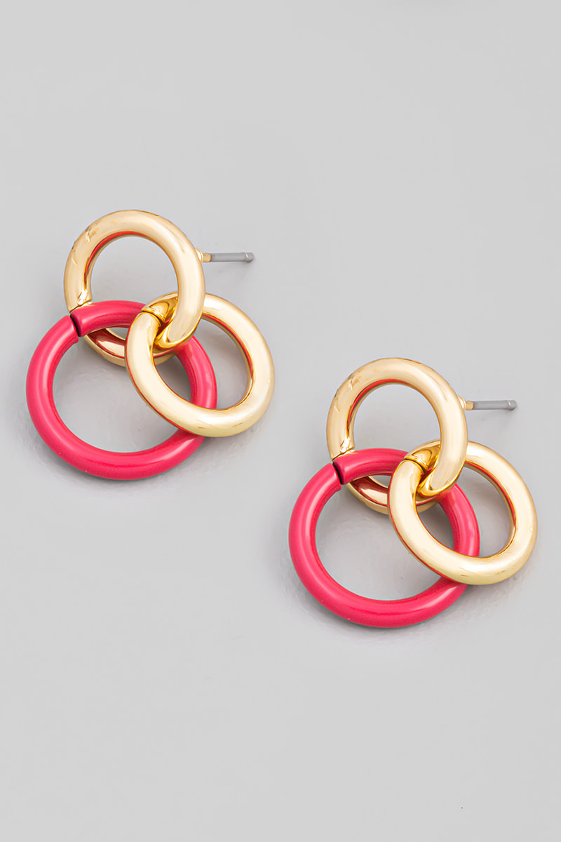Triple Ring Chain Link Earrings