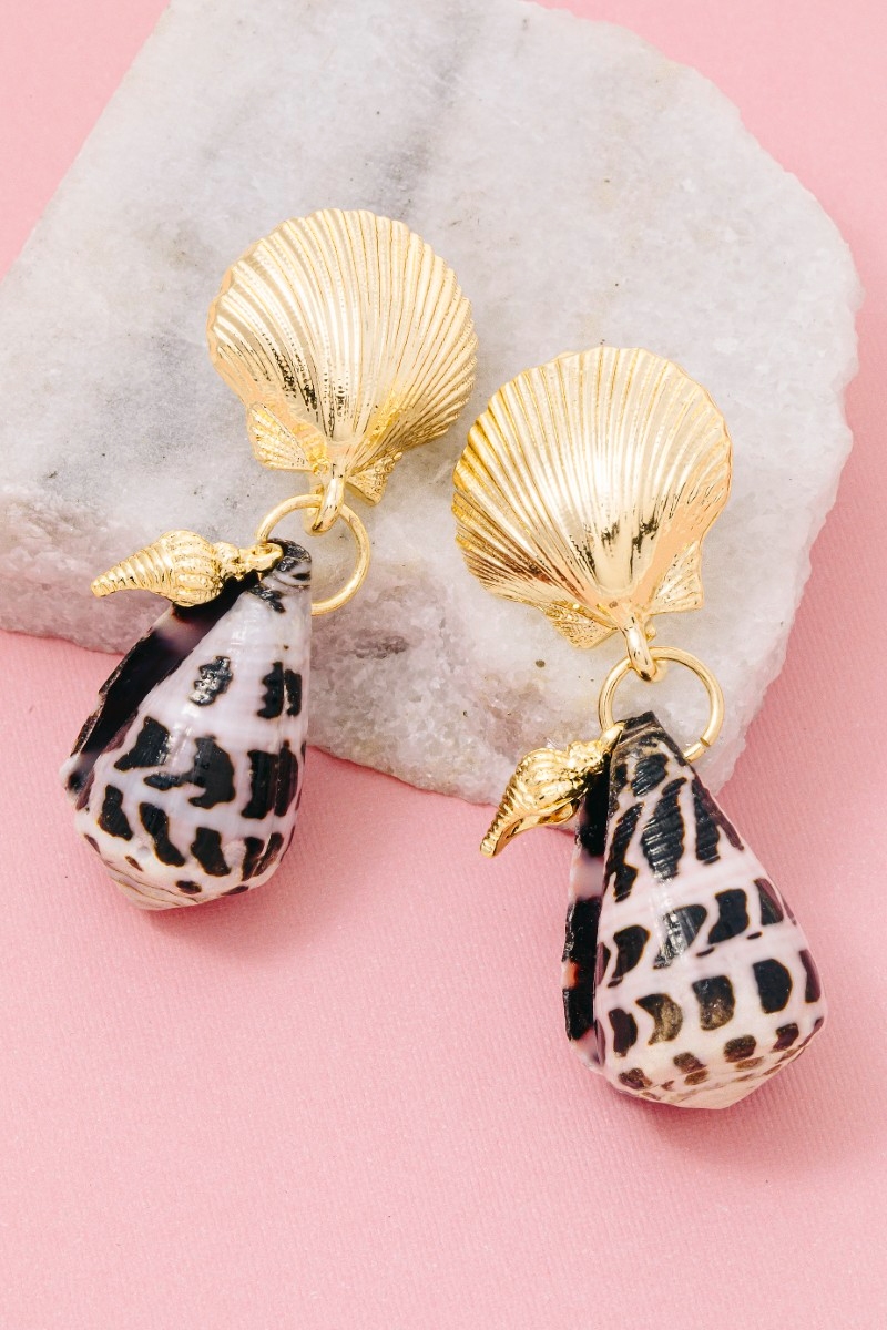 Seashell Cone Drop Earrings