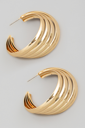 Wide Metallic Layered Hoop Earrings
