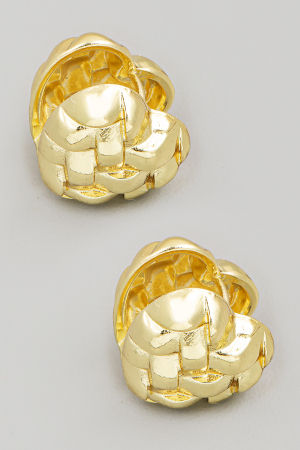 Metallic Braided Heart Latch Stud Earrings