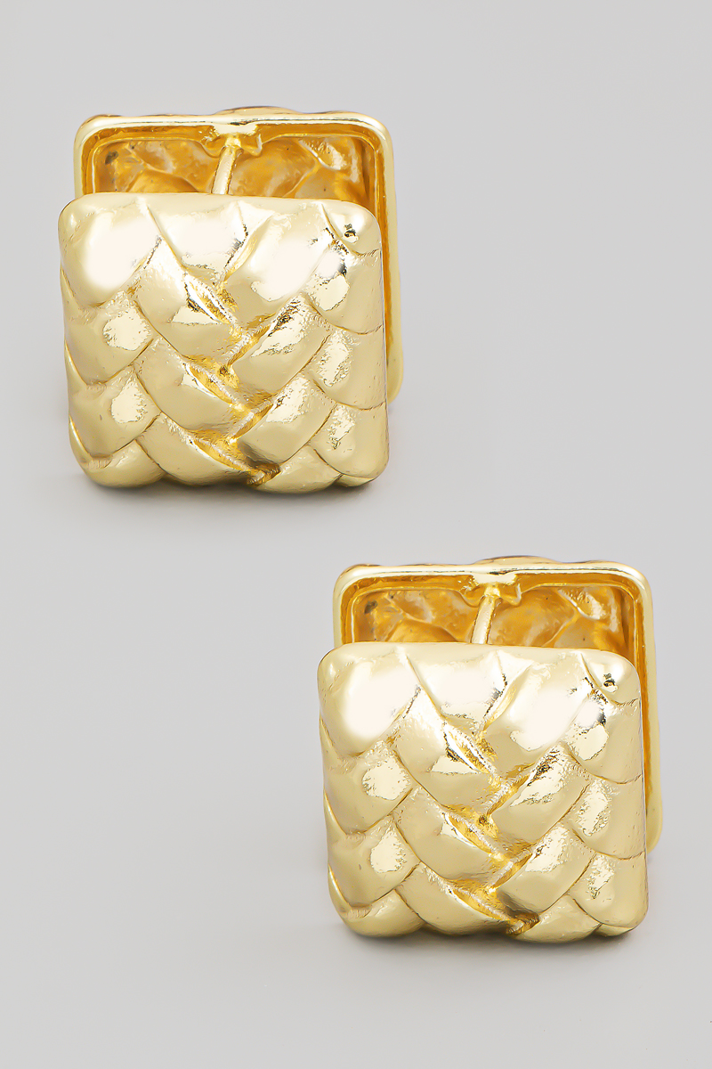 Square Metallic Latch Dangle Earrings