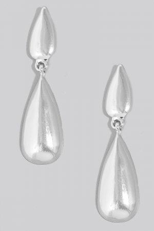 Double Metallic Tear Dangle Earrings