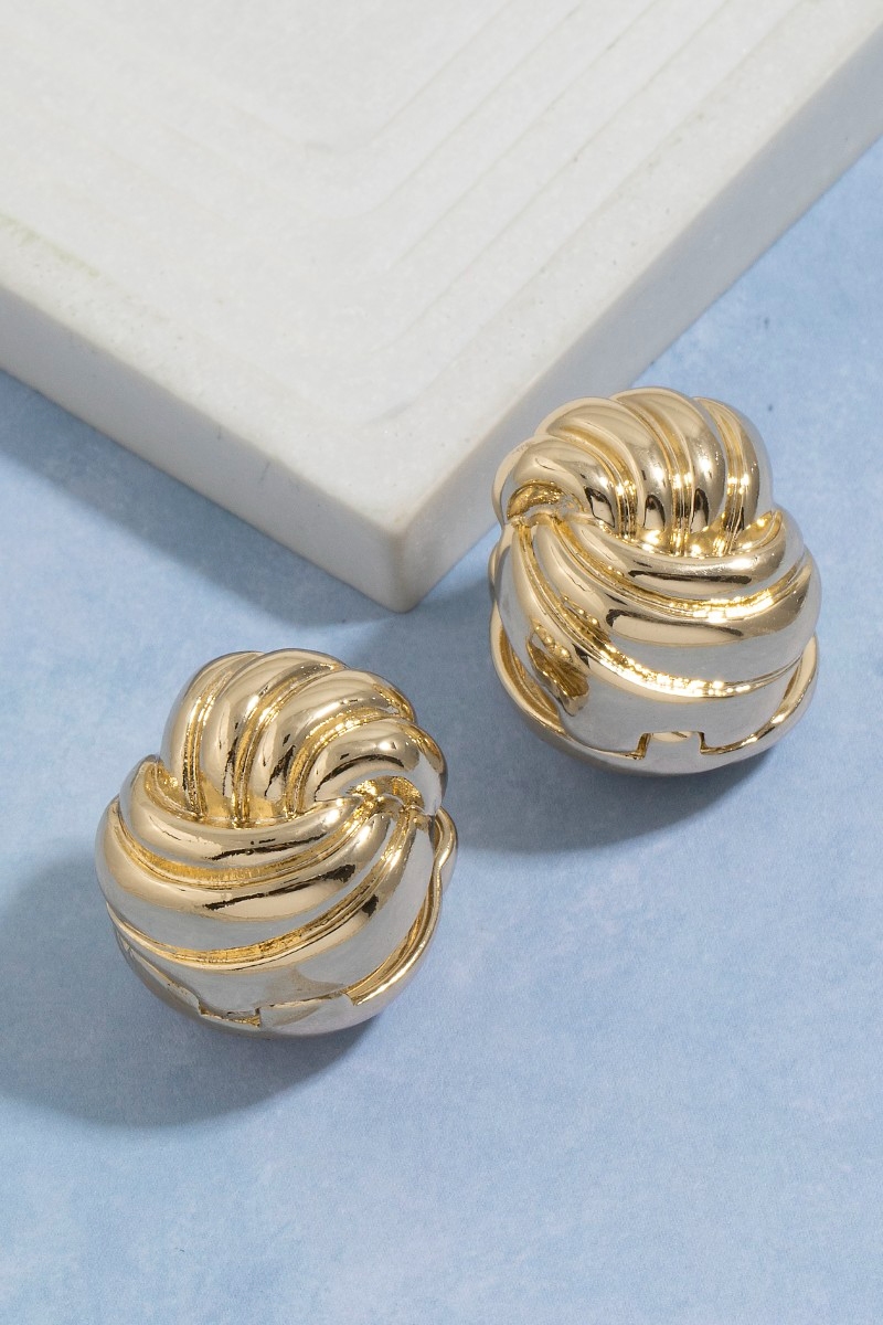 Metallic Knot Hinge Stud Earrings