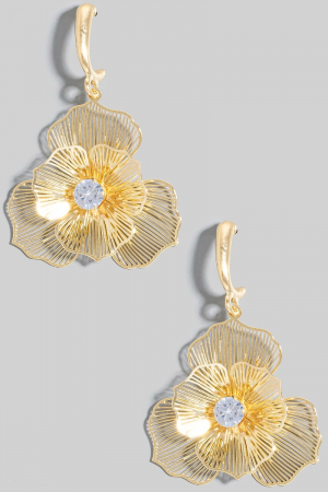 Single Stud Flower Dangle Earrings