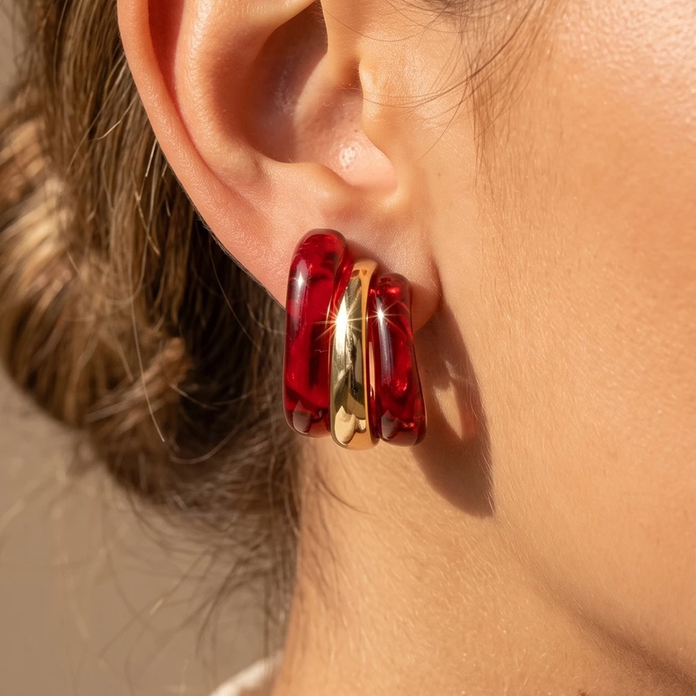 Translucent Triple Tube Hoop Earrings