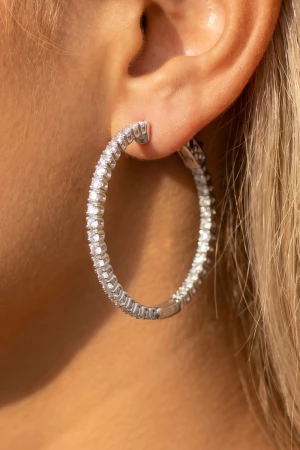 Pave Cz Inside Out Hoop Earrings