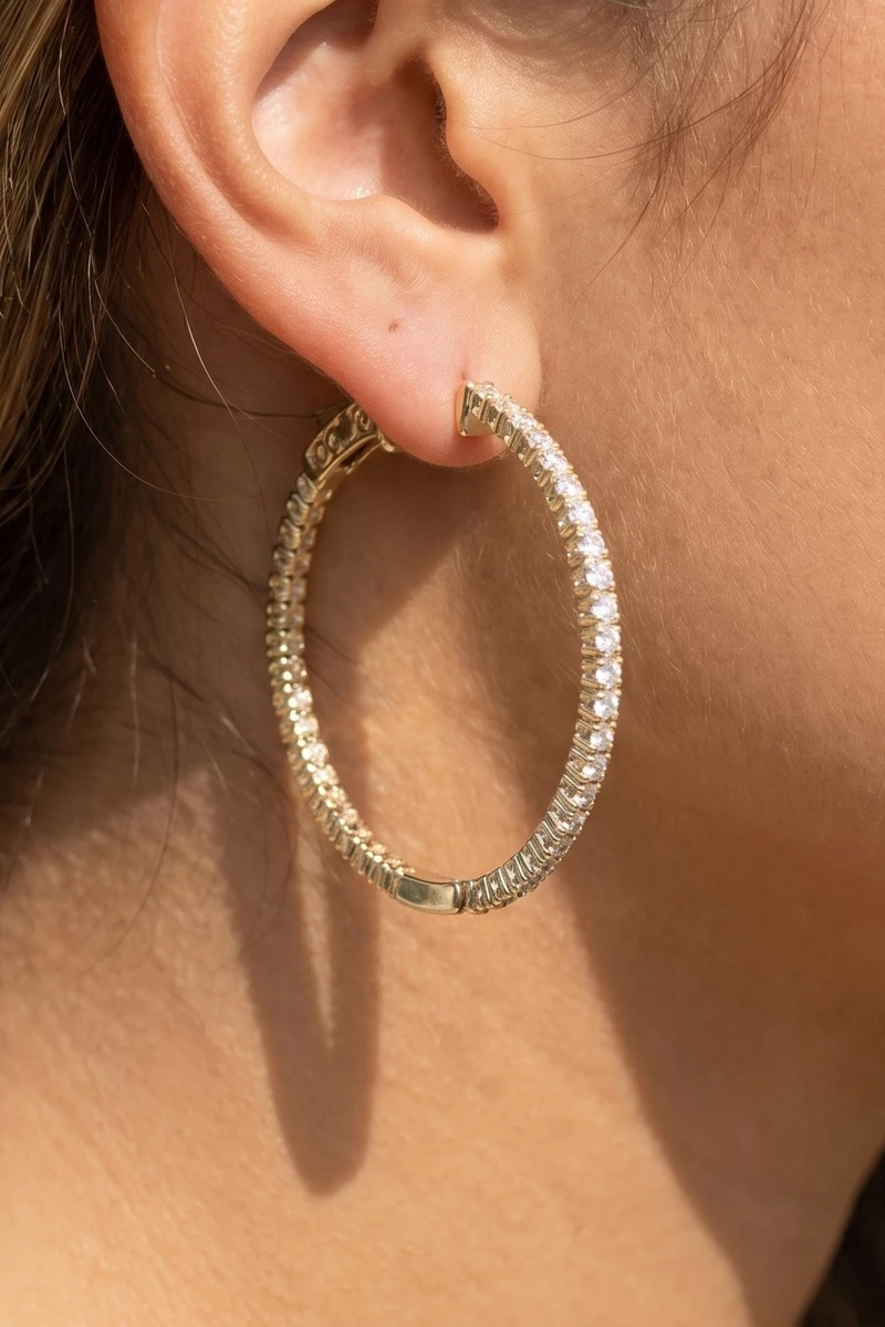 Coiled Edge Pave Cz Hoop Earrings
