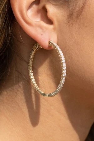 Coiled Edge Pave Cz Hoop Earrings