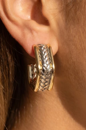 Stainless Steel Woven Square Hoop Earrings