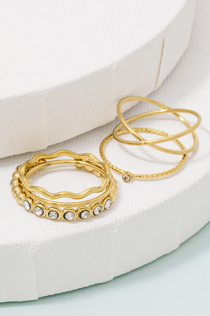 North Star 5Pc Stainless Steel Band Rings Set