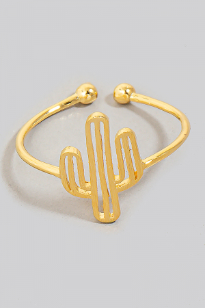 Gold Dipped Delicate Adjustable Cactus Ring