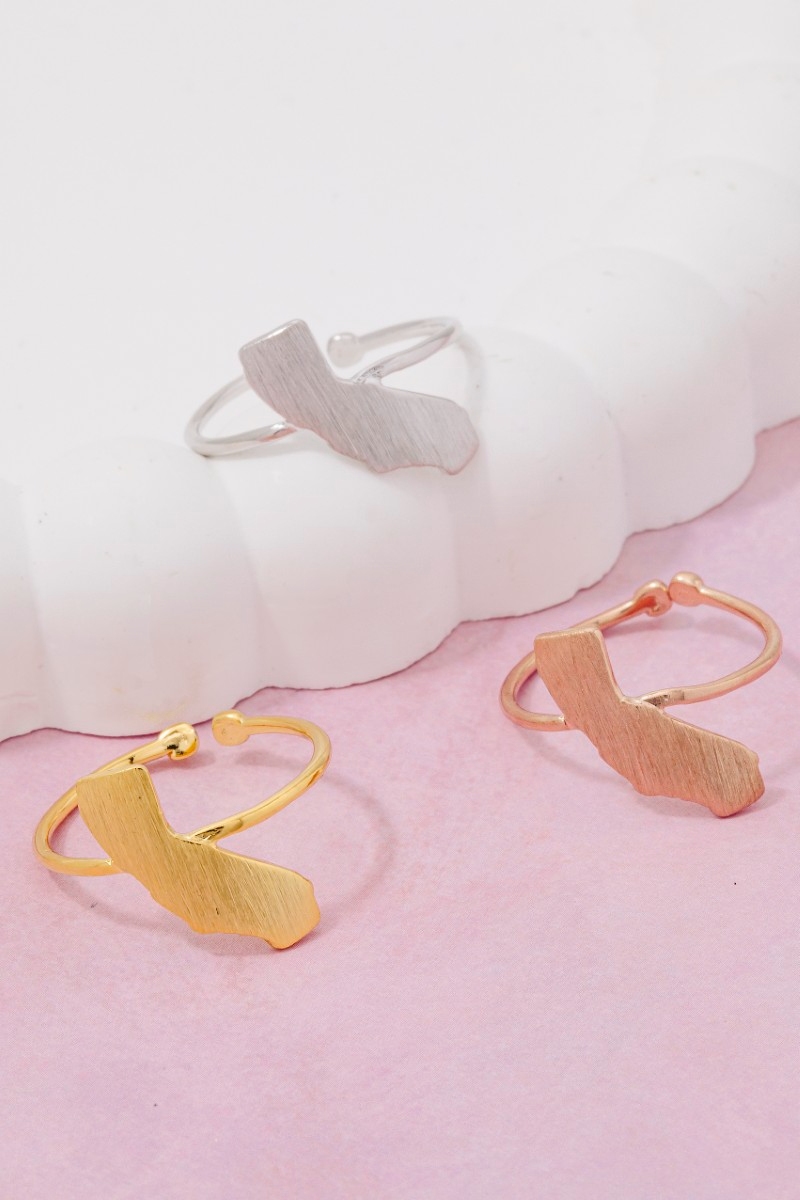 Gold Dipped Delicate California State Ring