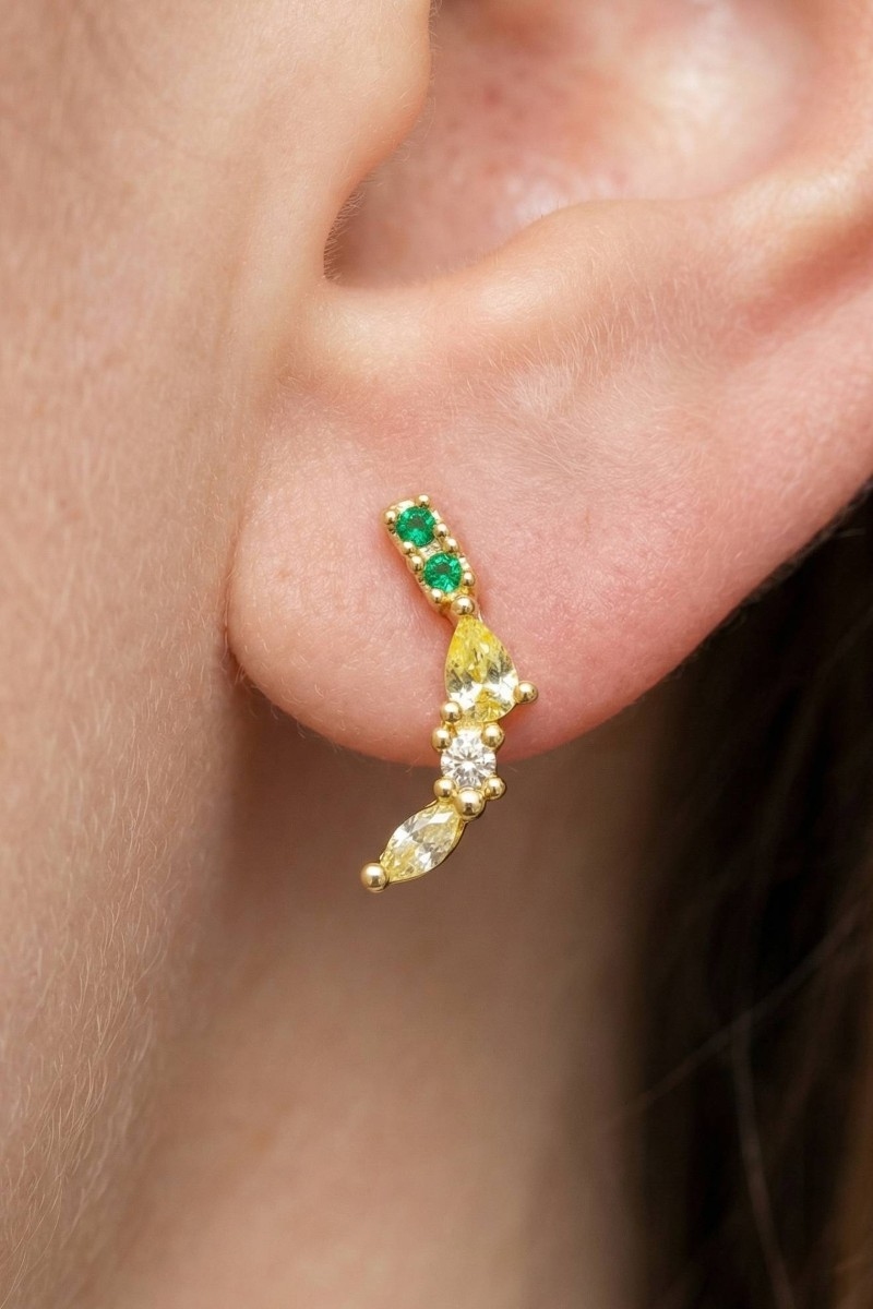 Faceted Banana Gem Stud Earrings