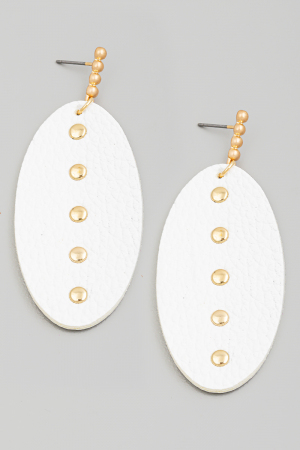 Leather Oval Drop Earrings