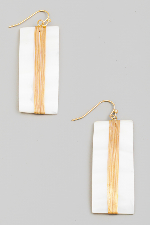 Curved Seashell Rectangle Dangle Earrings