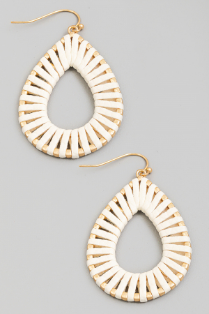 Leather Wrap Teardrop Dangle Earrings