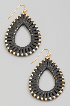Faux Leather Wrap Tear Dangle Earrings