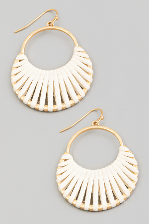 Leather Wrap Crescent Hoop Dangle Earrings