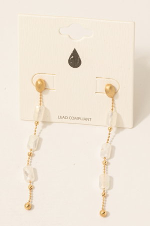 Faceted Glass Bead Chain Dangle Earrings