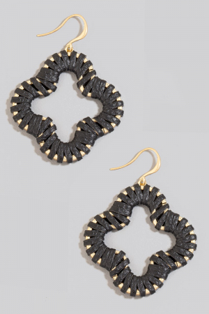 Leather Wrap Clover Dangle Earrings