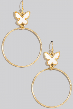 Shell Butterfly And Hoop Dangle Earrings