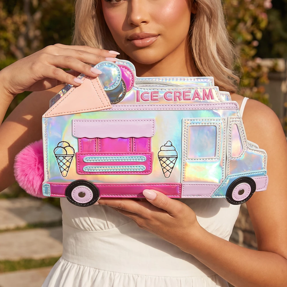 Holographic Ice Cream Truck Novelty Crossbody Bag