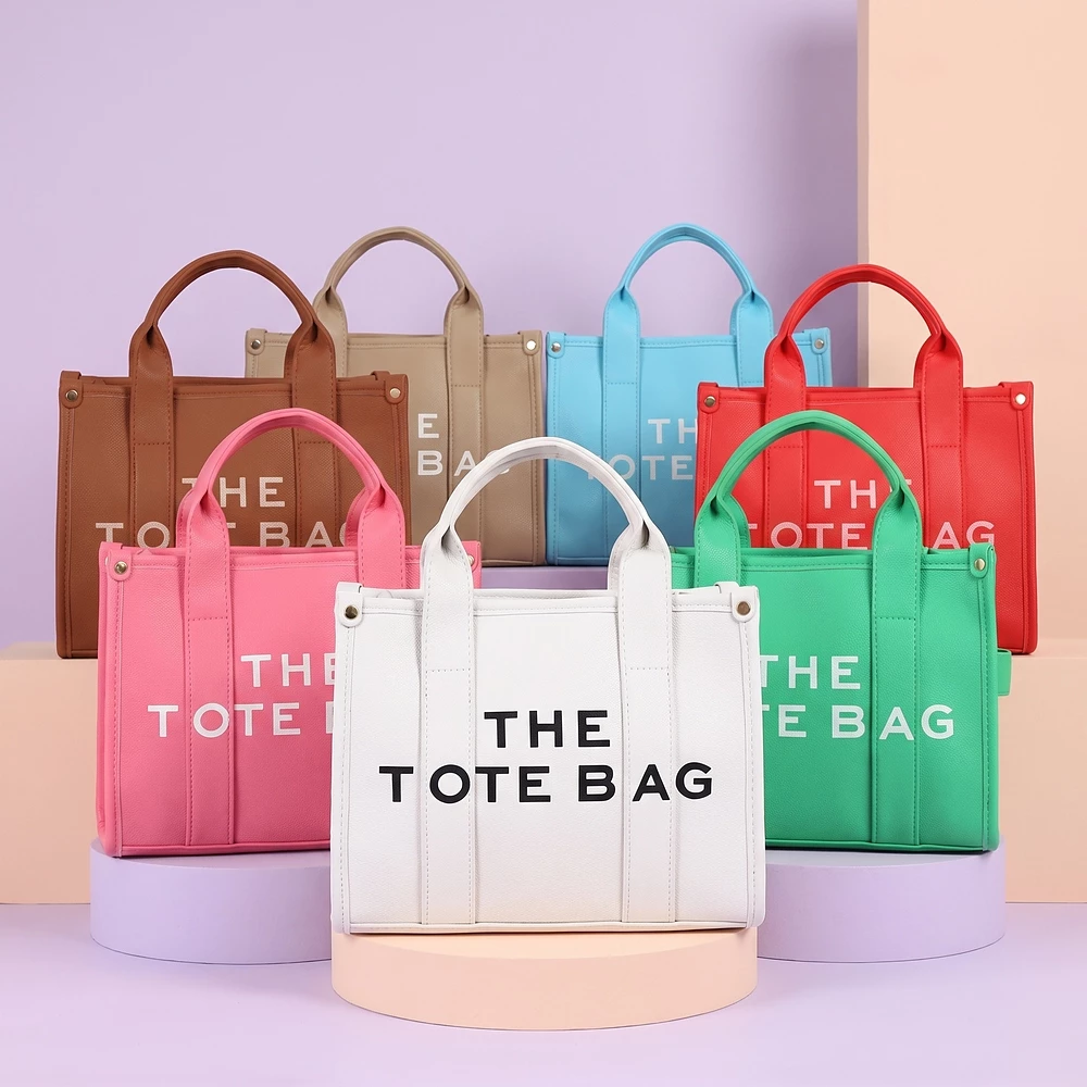 Lettered Vegan Leather Small Tote Bag