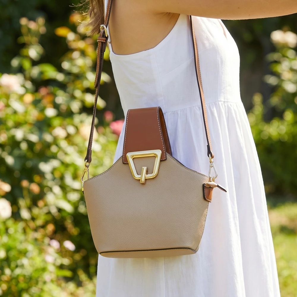 Bucket Crossbody Bag With Contrast Top Handle