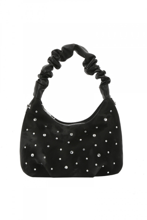 Studded Ruched Handle Satchel Hand Bag
