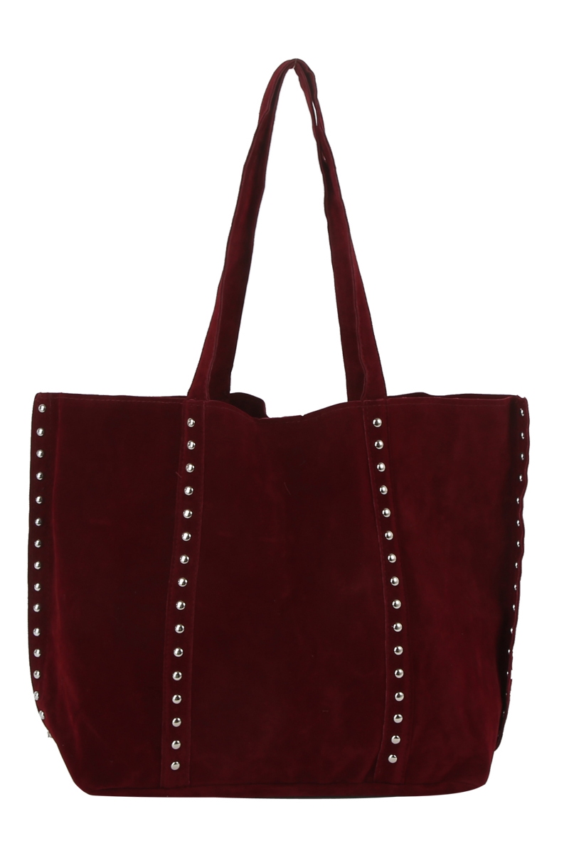 Grommet Studded Suede Tote Bag