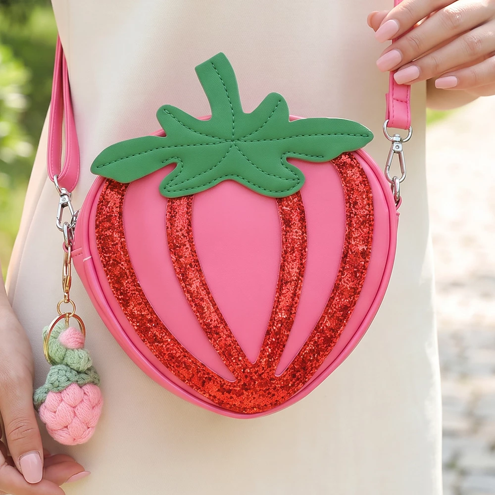 Glitter Strawberry Novelty Crossbody Bag
