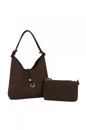 Faux Suede 2 In 1 Shoulder Bag