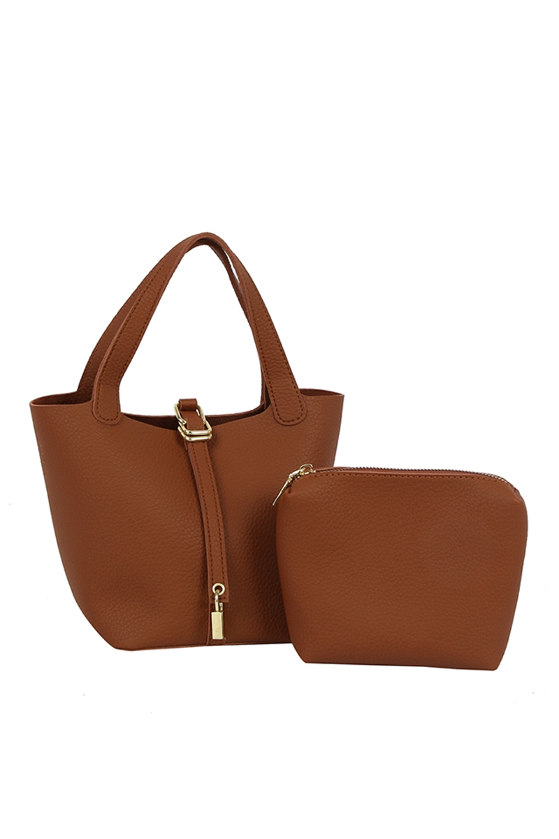 Faux Leather Bucket Hand Bag Set