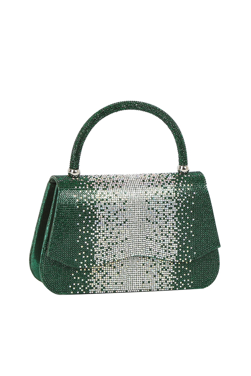 Rhinestone Satin Top Handle Clutch Satchel