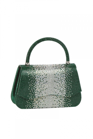 Rhinestone Satin Top Handle Clutch Satchel