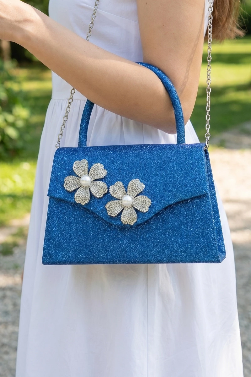 Glitter Mini Top Handle Rhinestone Daisy Handbag
