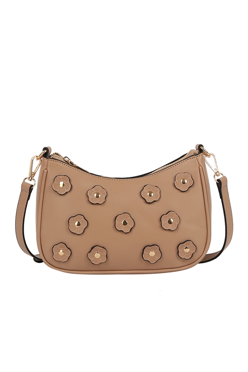 Floral Panels Faux Leather Shoulder Bag