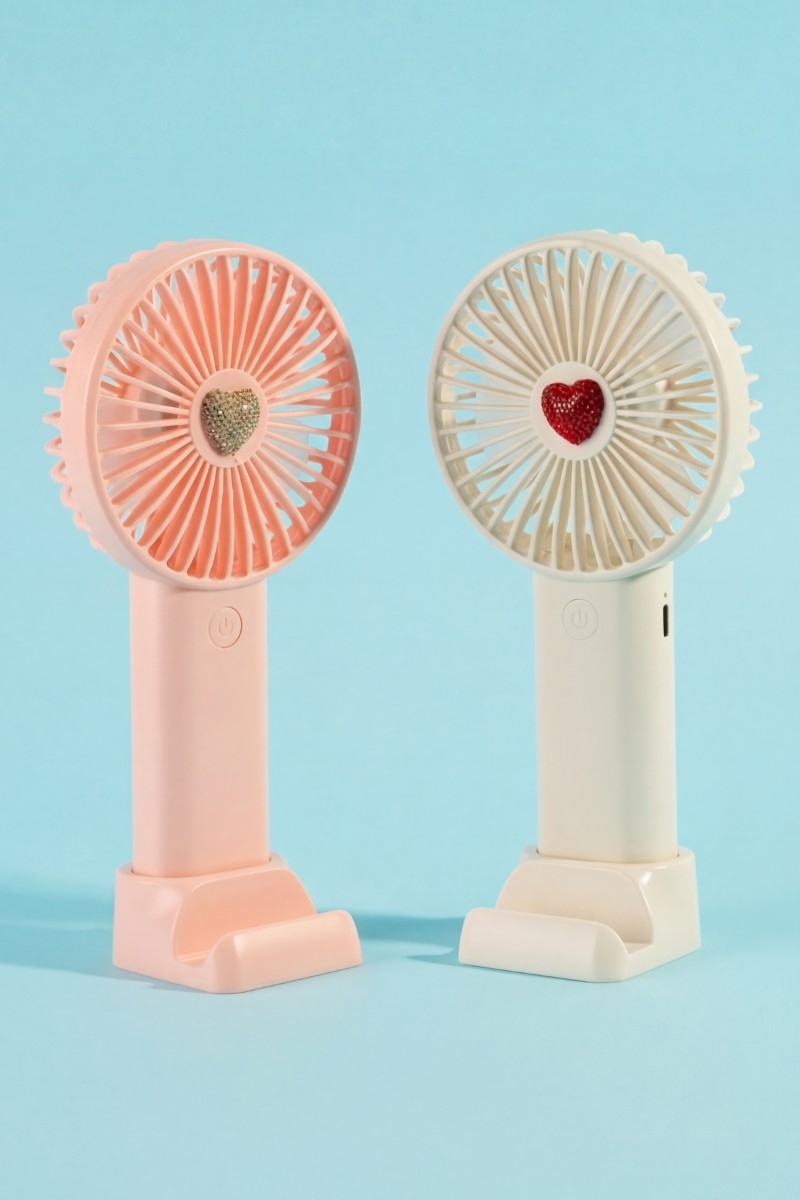 Pave Heart Portable Handheld Standing Fan