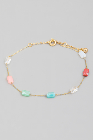 Dainty Rectangle Bead Chain Bracelet