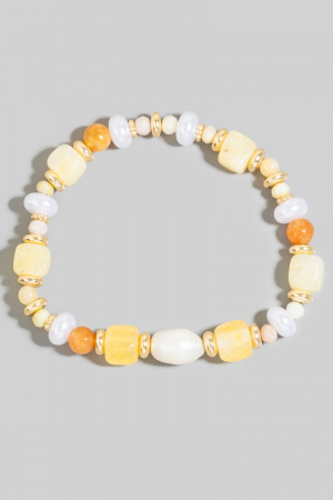Mixed Stone And Pearl Beaded Bracelet