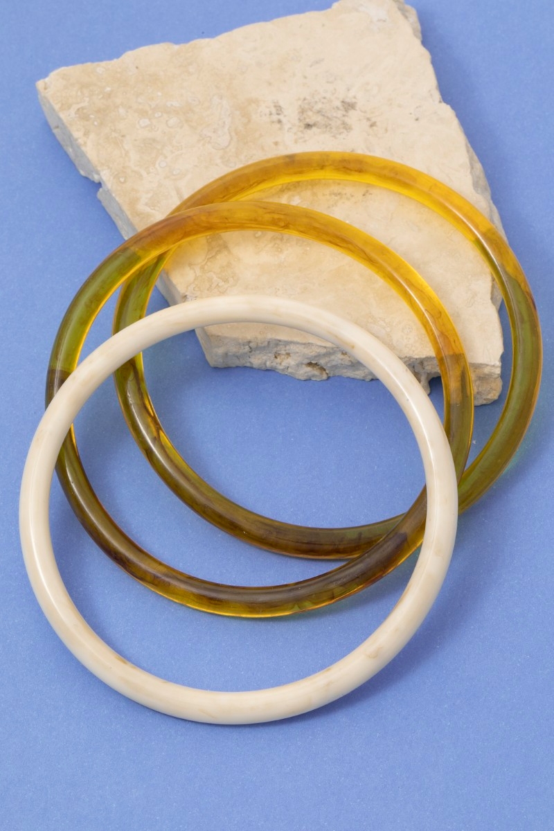 Thin Resin Bangle Bracelet 3 Piece Set