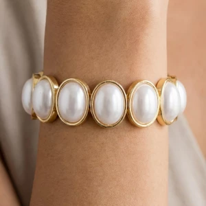 Pearl Oval Bead Stretch Bracelet