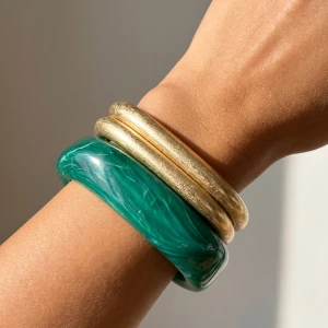 Marbled Square Bangle Three Piece Bracelet Set