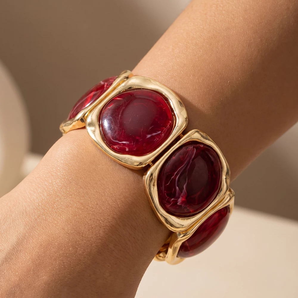 Marbled Cabochon Chunky Stretch Bracelet