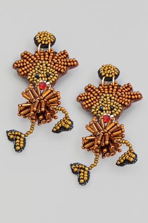 Beaded Reindeer Christmas Earrings